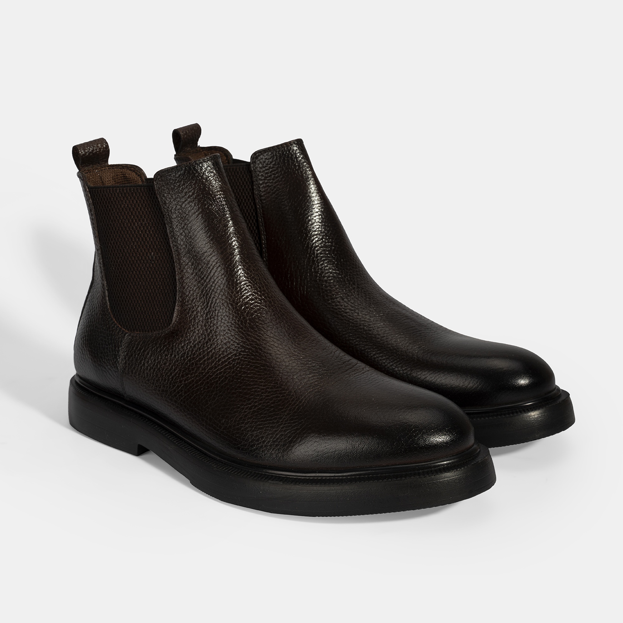 Erkek Kahve Lastikli Deri Bot