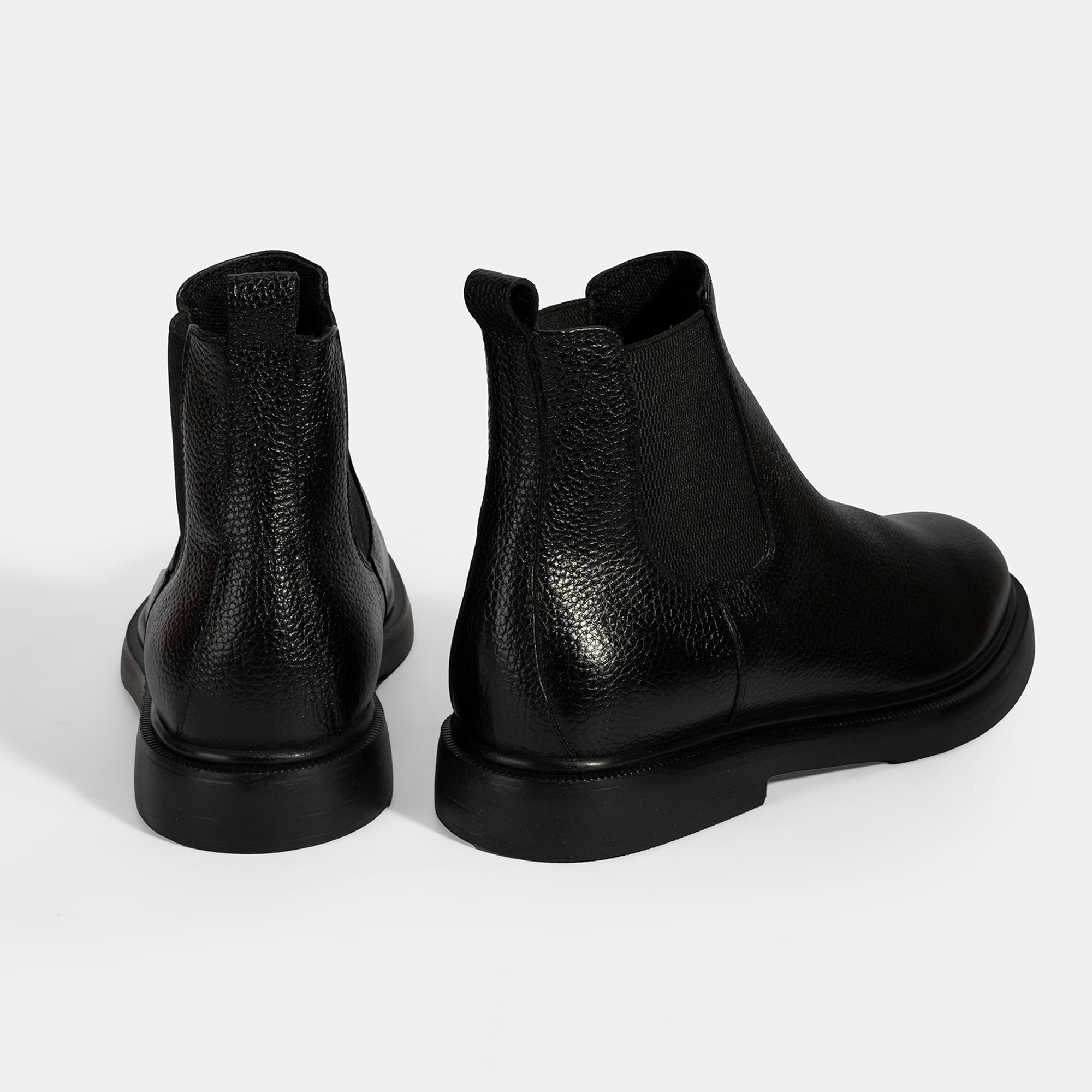 Erkek Siyah Lastikli Deri Bot