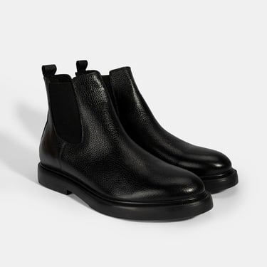  Erkek Siyah Lastikli Deri Bot