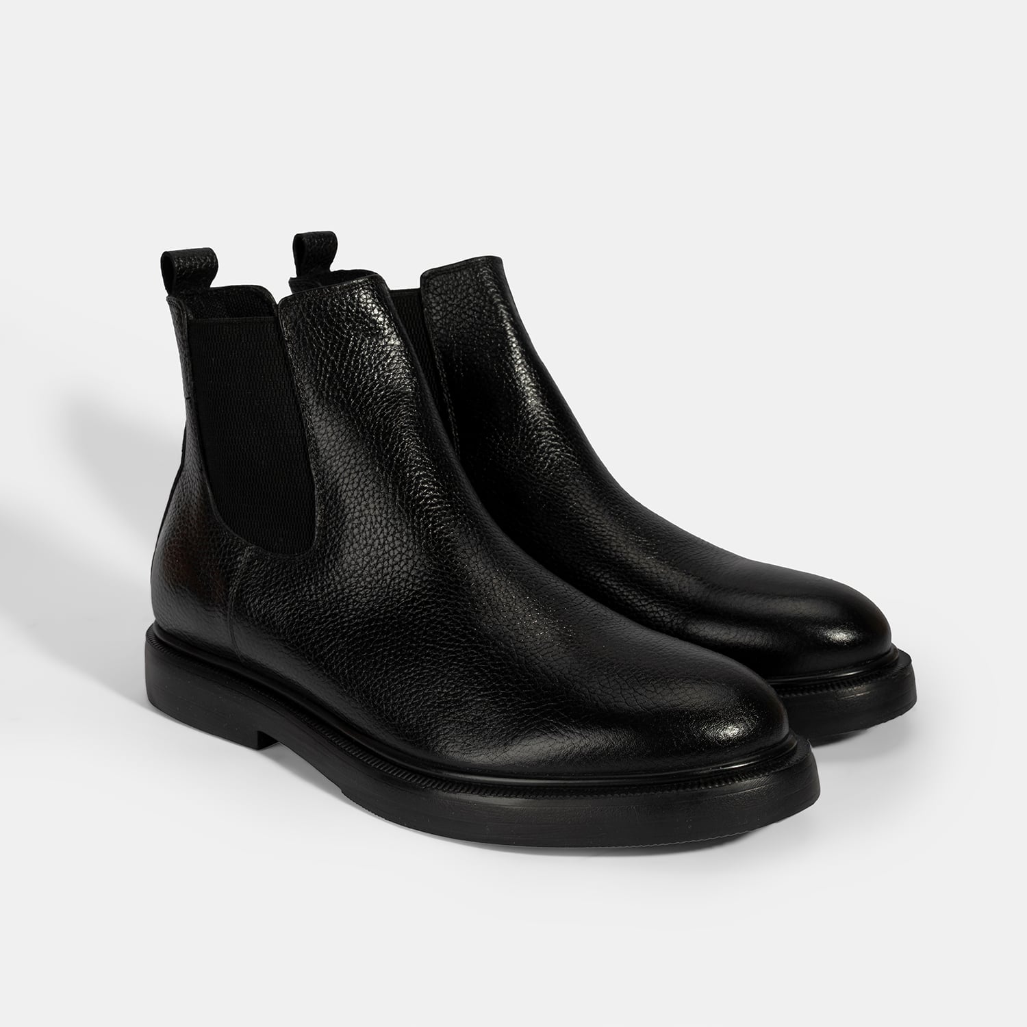  Erkek Siyah Lastikli Deri Bot