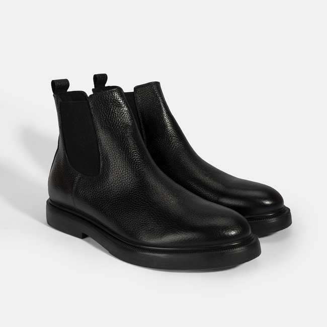  Erkek Siyah Lastikli Deri Bot