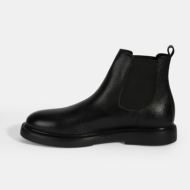  Erkek Siyah Lastikli Deri Bot