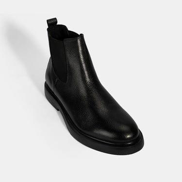  Erkek Siyah Lastikli Deri Bot