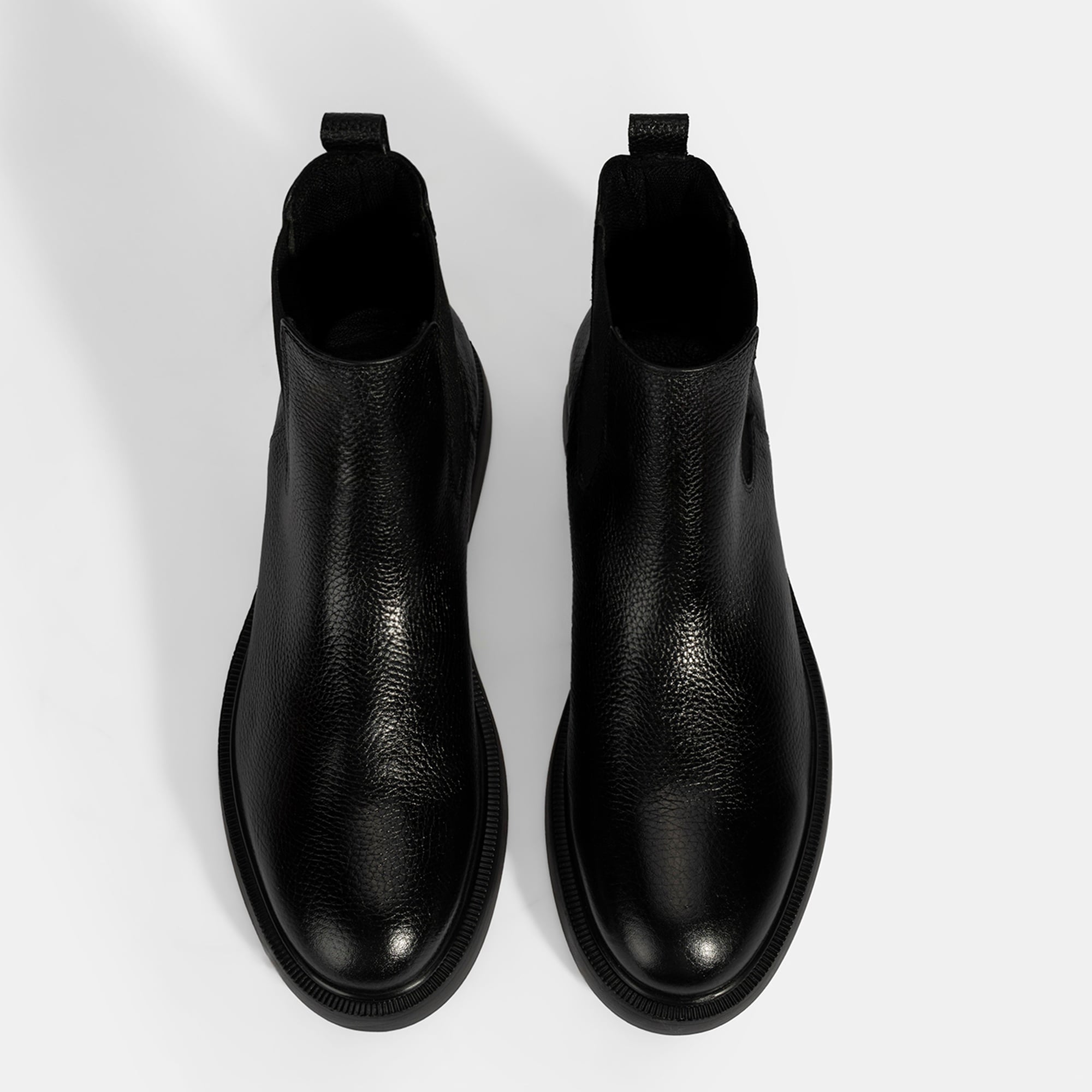 Erkek Siyah Lastikli Deri Bot