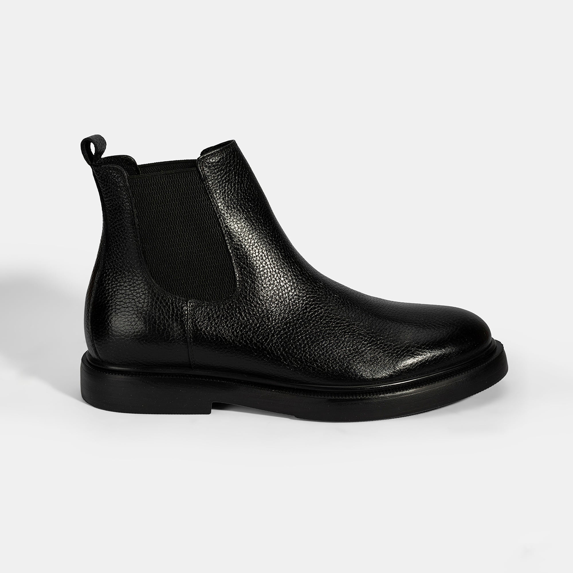 Erkek Siyah Lastikli Deri Bot