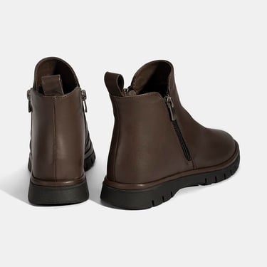  Kadın Kahve Fermuarlı Deri Bot