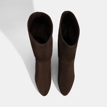  Kadın Kahve İnce Topuklu Süet Bot
