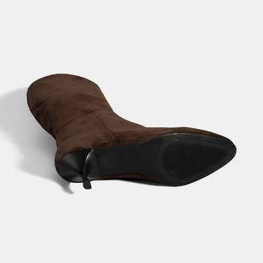  Kadın Kahve İnce Topuklu Süet Bot