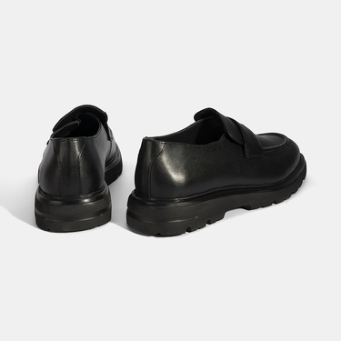 Erkek Siyah Deri Loafer
