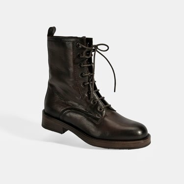  Kadın Kahve Bağcıklı Deri Postal Bot