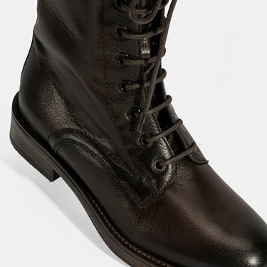  Kadın Kahve Bağcıklı Deri Postal Bot