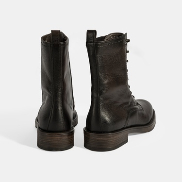  Kadın Kahve Bağcıklı Deri Postal Bot