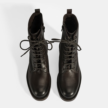  Kadın Kahve Bağcıklı Deri Postal Bot