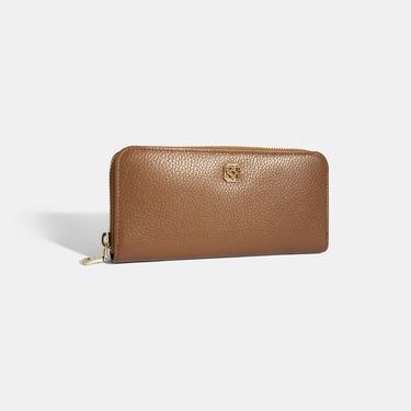  Kadın Taba Deri Fermuarlı Cüzdan