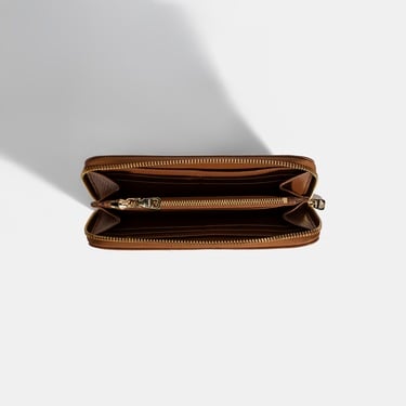  Kadın Taba Deri Fermuarlı Cüzdan