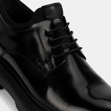  Erkek Siyah Bağcıklı Rugan Deri Günlük Ayakkabı