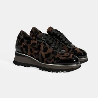  Luca Grossi Kadın Leopar Desenli Süet Deri Sneaker