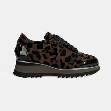  Luca Grossi Kadın Leopar Desenli Süet Deri Sneaker