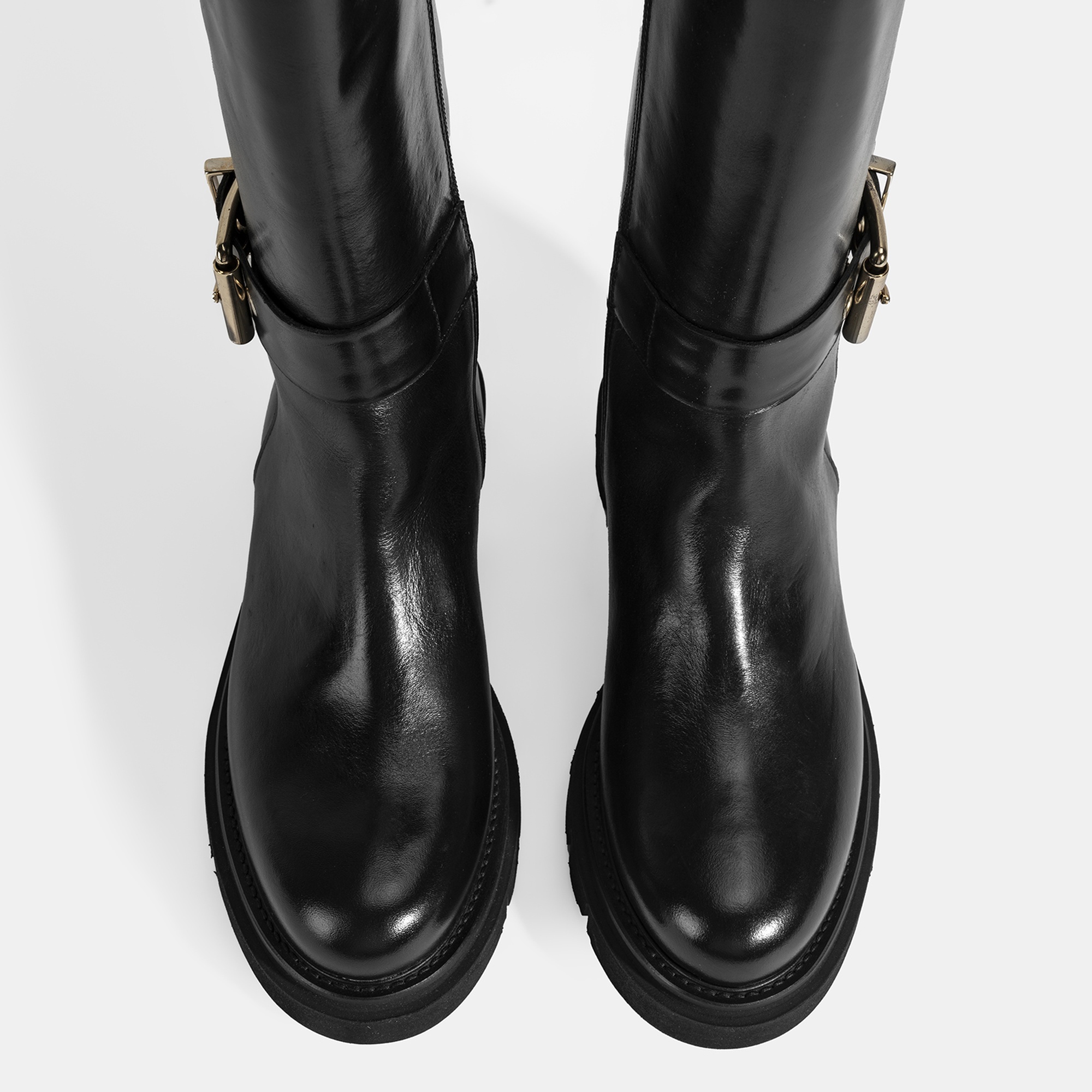 Luca Grossi Kadın Siyah Metal Tokalı Deri Çizme