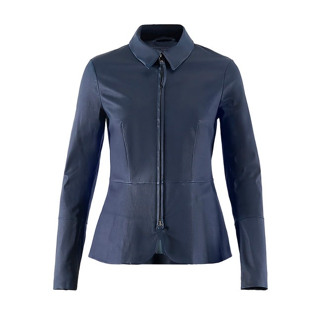  Lacivert Kadın Deri Ceket