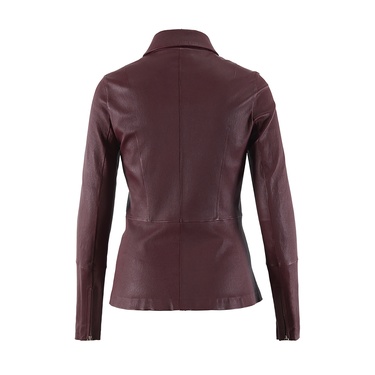  Bordo Kadın Deri Ceket
