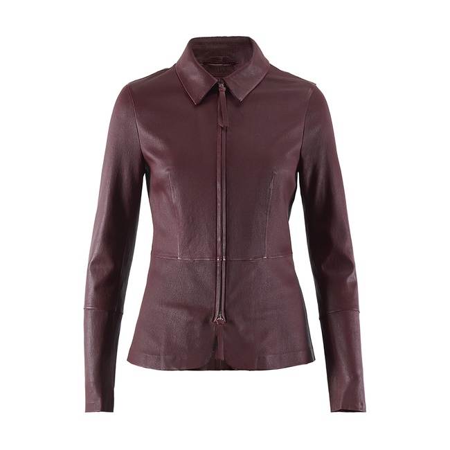  Bordo Kadın Deri Ceket