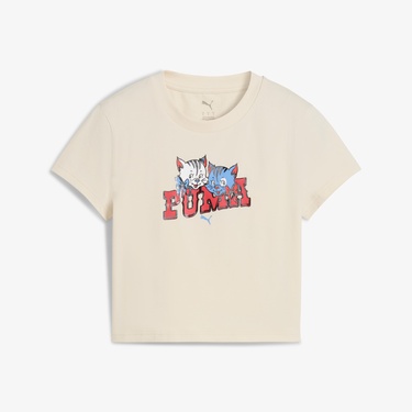  Puma Graphic Kitten Baby Kadın Krem T-Shirt