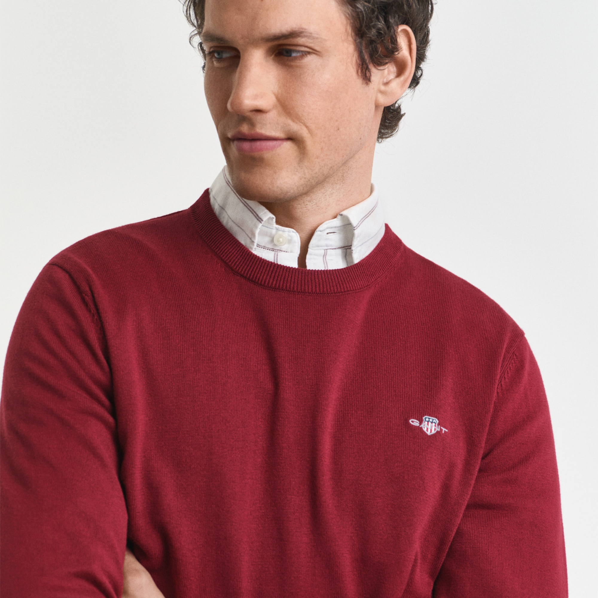 GANT Erkek Bordo Regular Fit Bisiklet Yaka Kazak