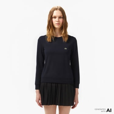  Lacoste Kadın Relaxed Fit Bisiklet Yaka Lacivert Sweatshirt