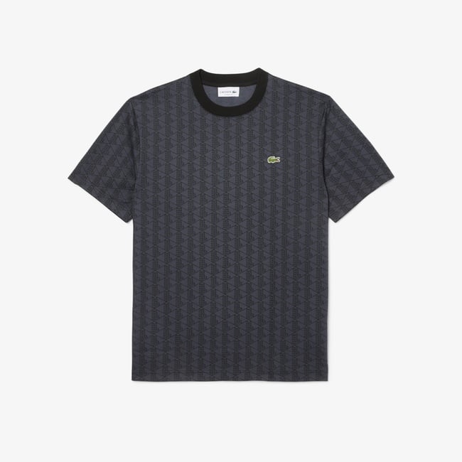 Lacoste Monogram Jersey Erkek Gri T-Shirt
