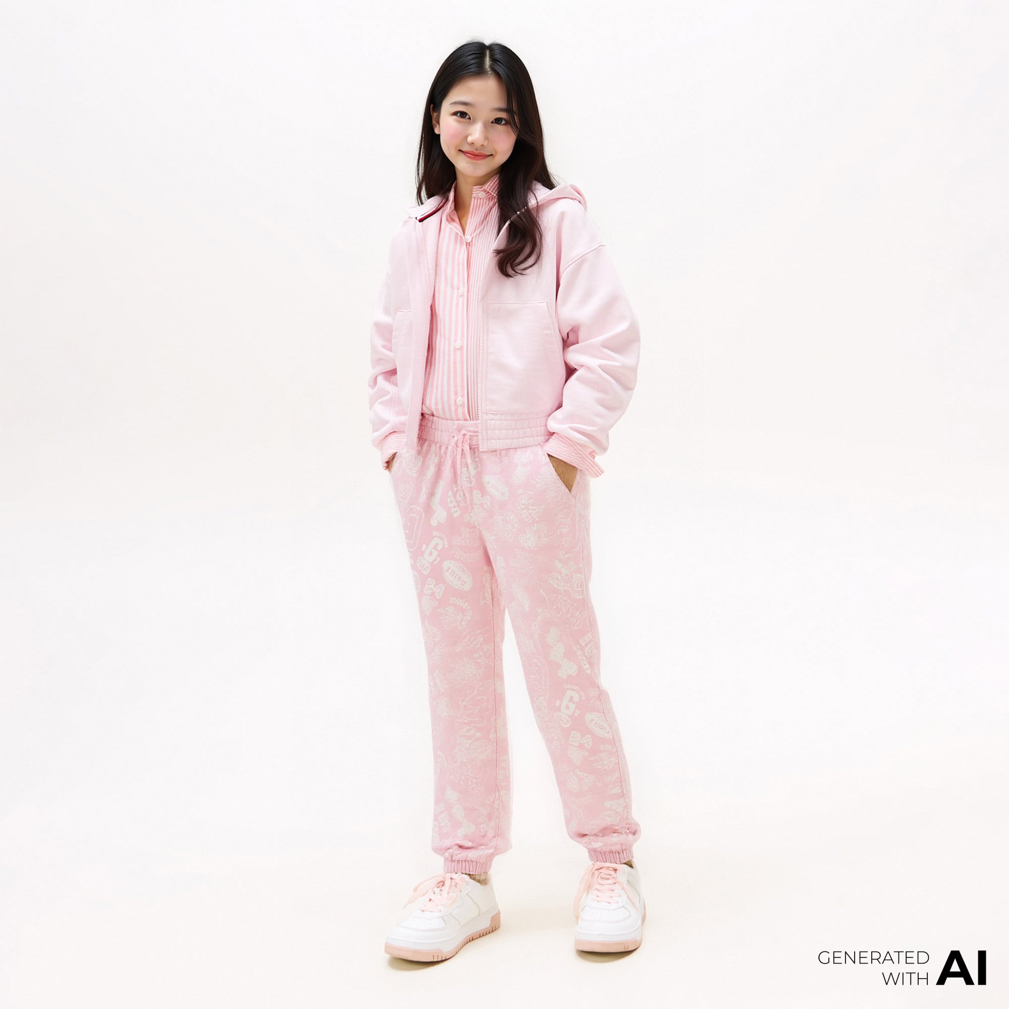  Gap V-Fa Logo Heritage Çocuk Pembe Eşofman Altı