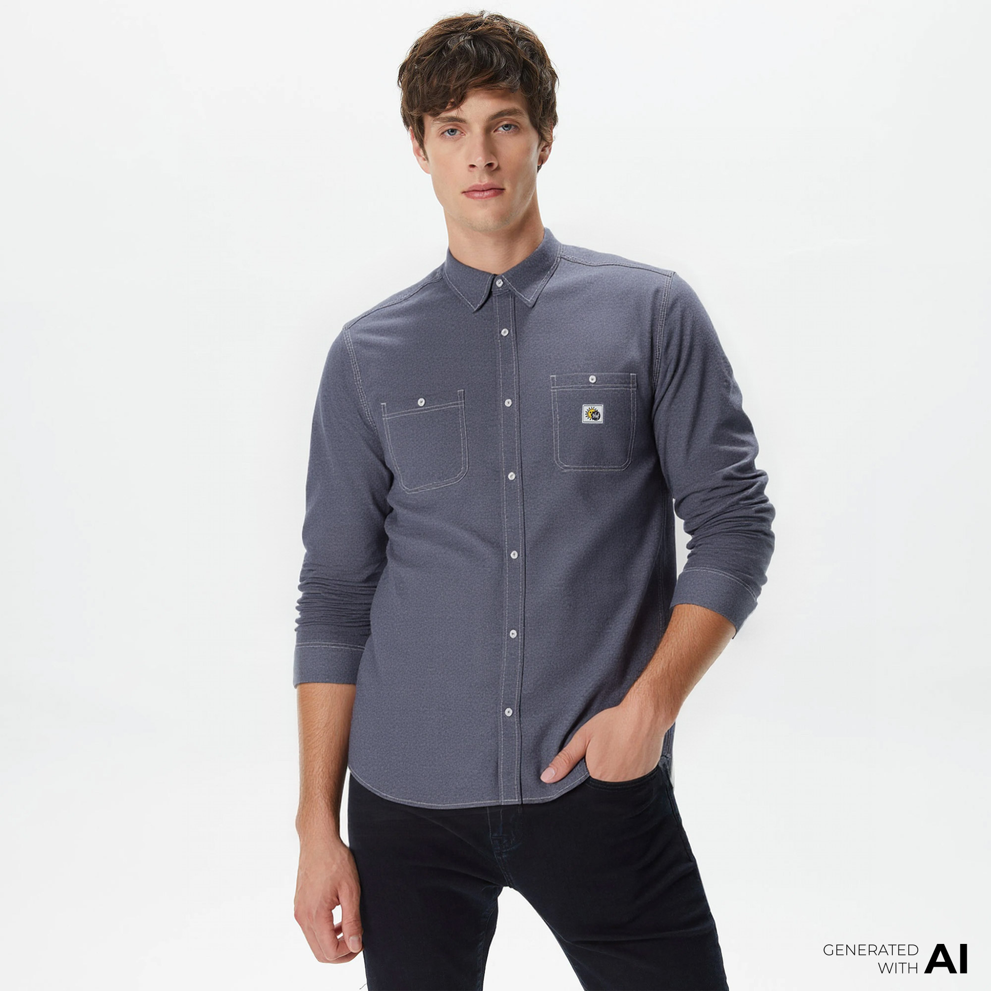  Huf Total Eclipse Chambray Erkek Gri Gömlek