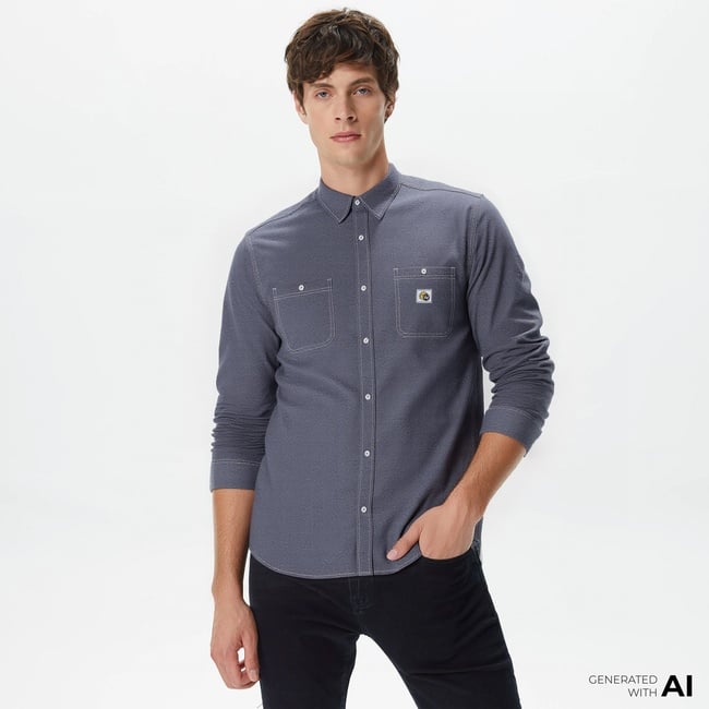  Huf Total Eclipse Chambray Erkek Gri Gömlek