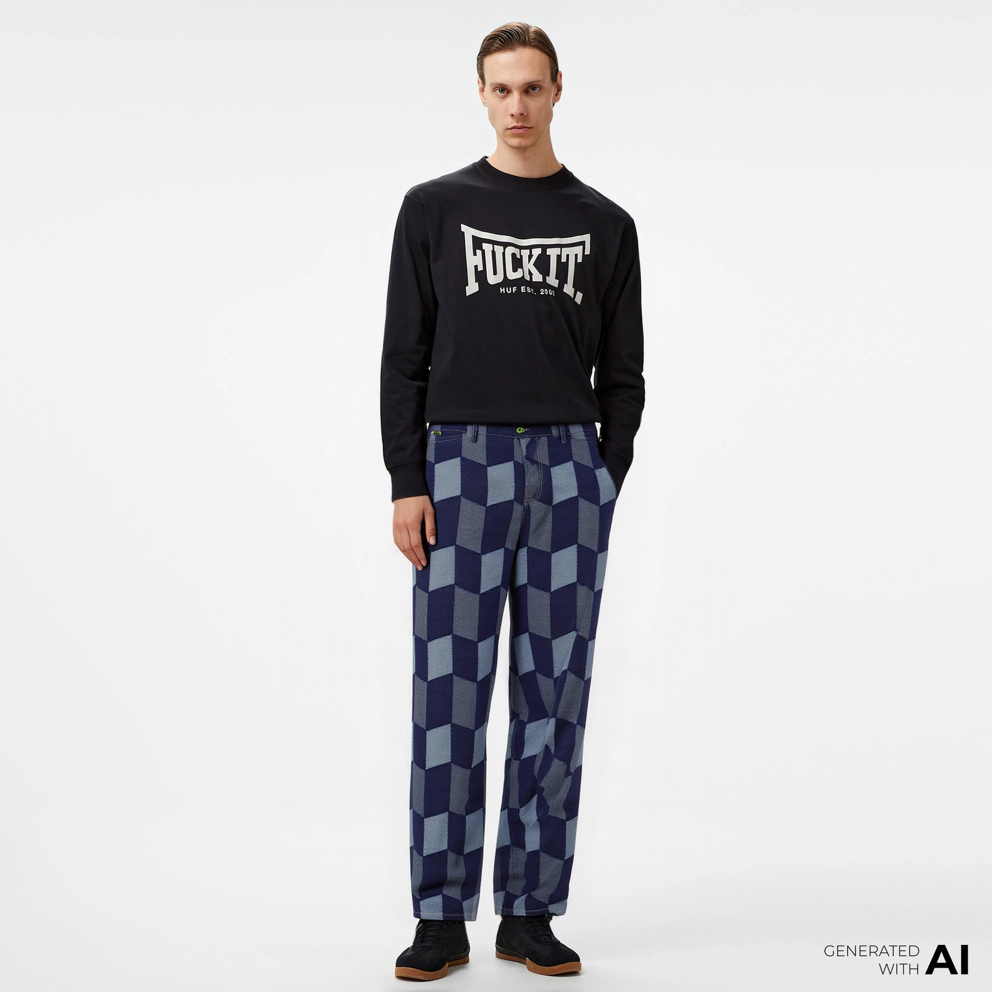 Huf Patchwork Denim Erkek Lacivert Pantolon