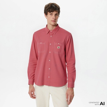  Huf Total Eclipse Chambray Erkek Kırmızı Gömlek