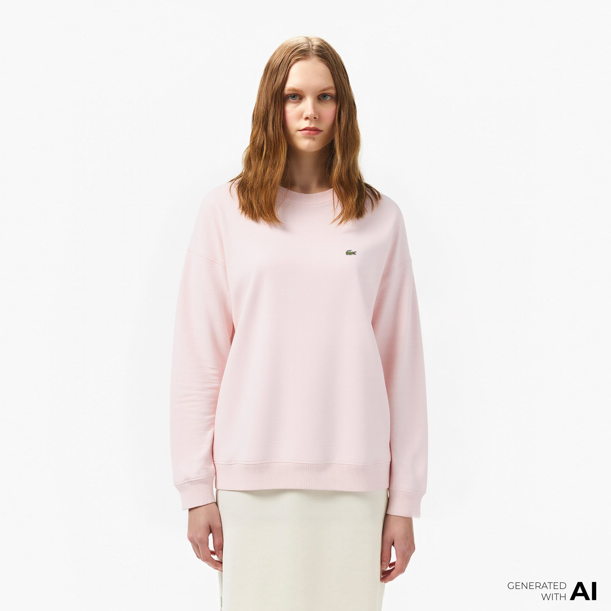  Lacoste Kadın Relaxed Fit Bisiklet Yaka Pembe Sweatshirt