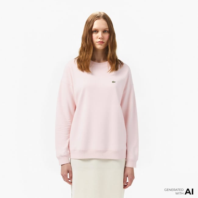  Lacoste Kadın Relaxed Fit Bisiklet Yaka Pembe Sweatshirt
