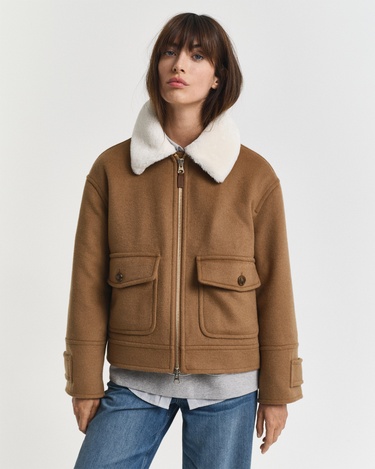  GANT Kadın Kahverengi Relaxed Fit Yün Ceket