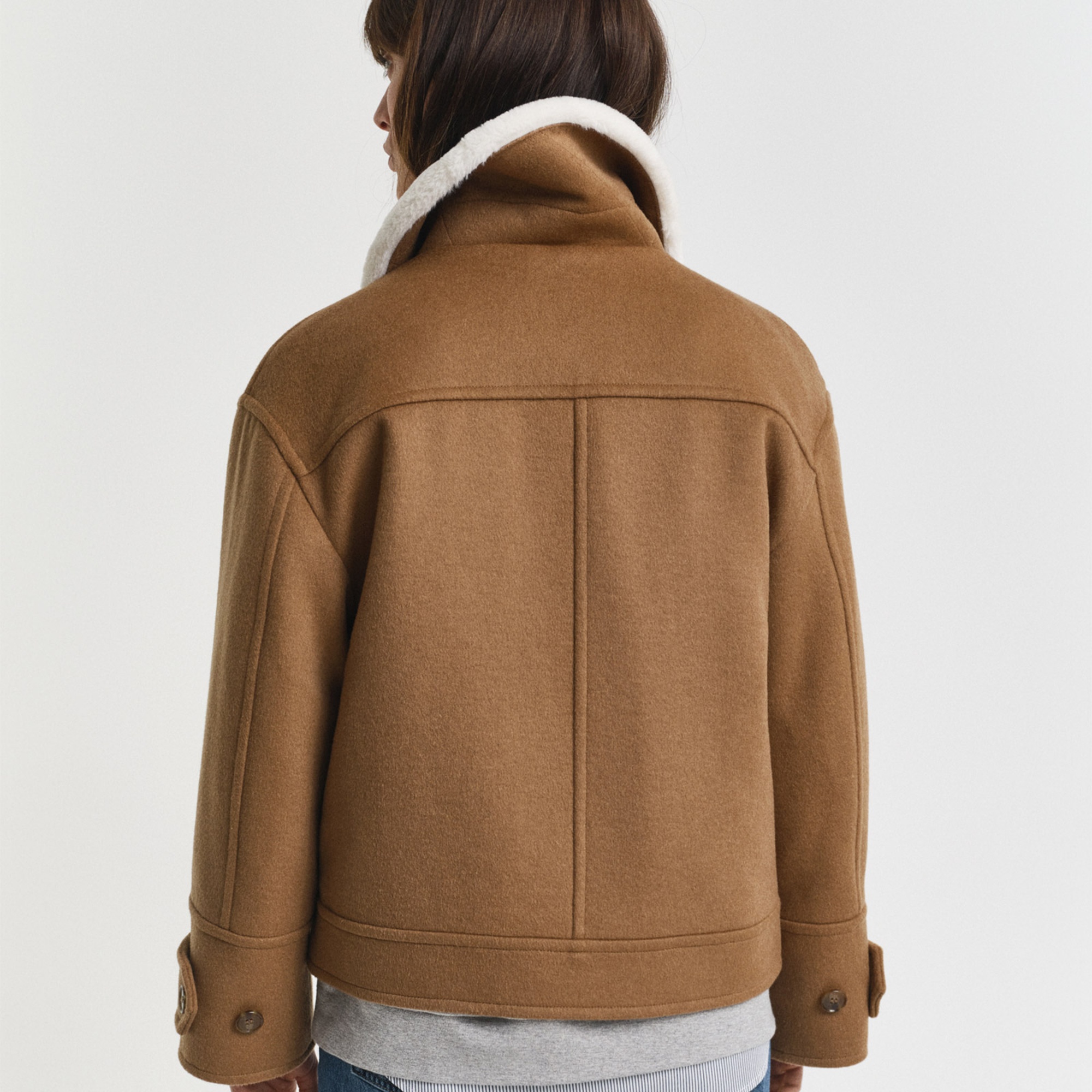 GANT Kadın Kahverengi Relaxed Fit Yün Ceket