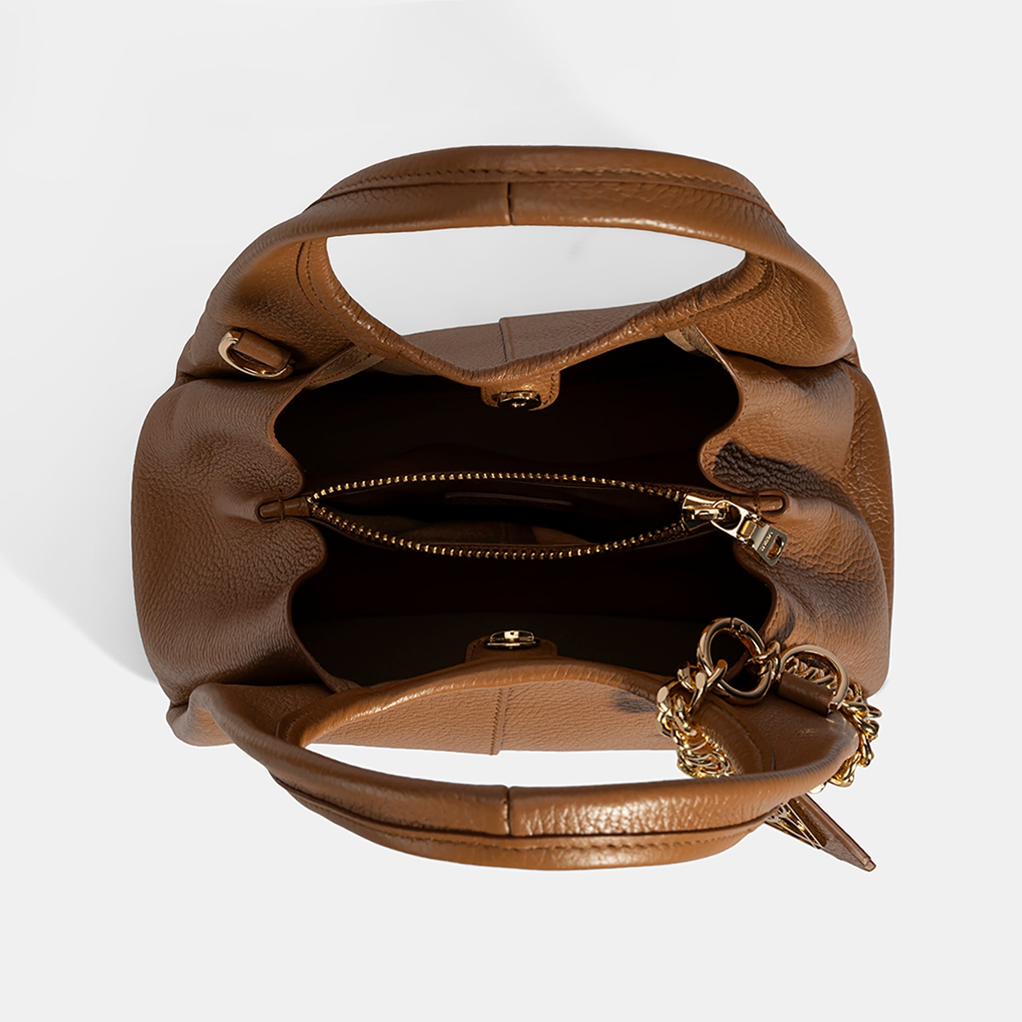 Kadın Taba Charm Aksesuarlı Deri El Çantası