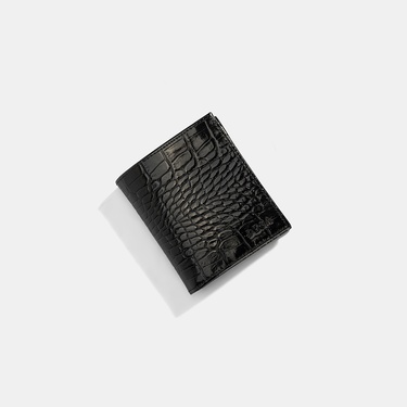  Kadın Siyah Baskılı Rugan Deri Cüzdan