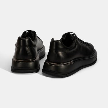  Erkek Siyah Bağcıklı Kalın Tabanlı Deri Ayakkabı