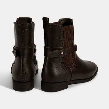  Kadın Kahve Metal Toka Aksesuarlı Bot