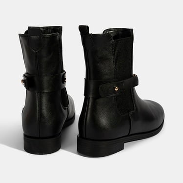  Kadın Siyah Metal Toka Aksesuarlı Bot