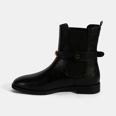  Kadın Siyah Metal Toka Aksesuarlı Bot