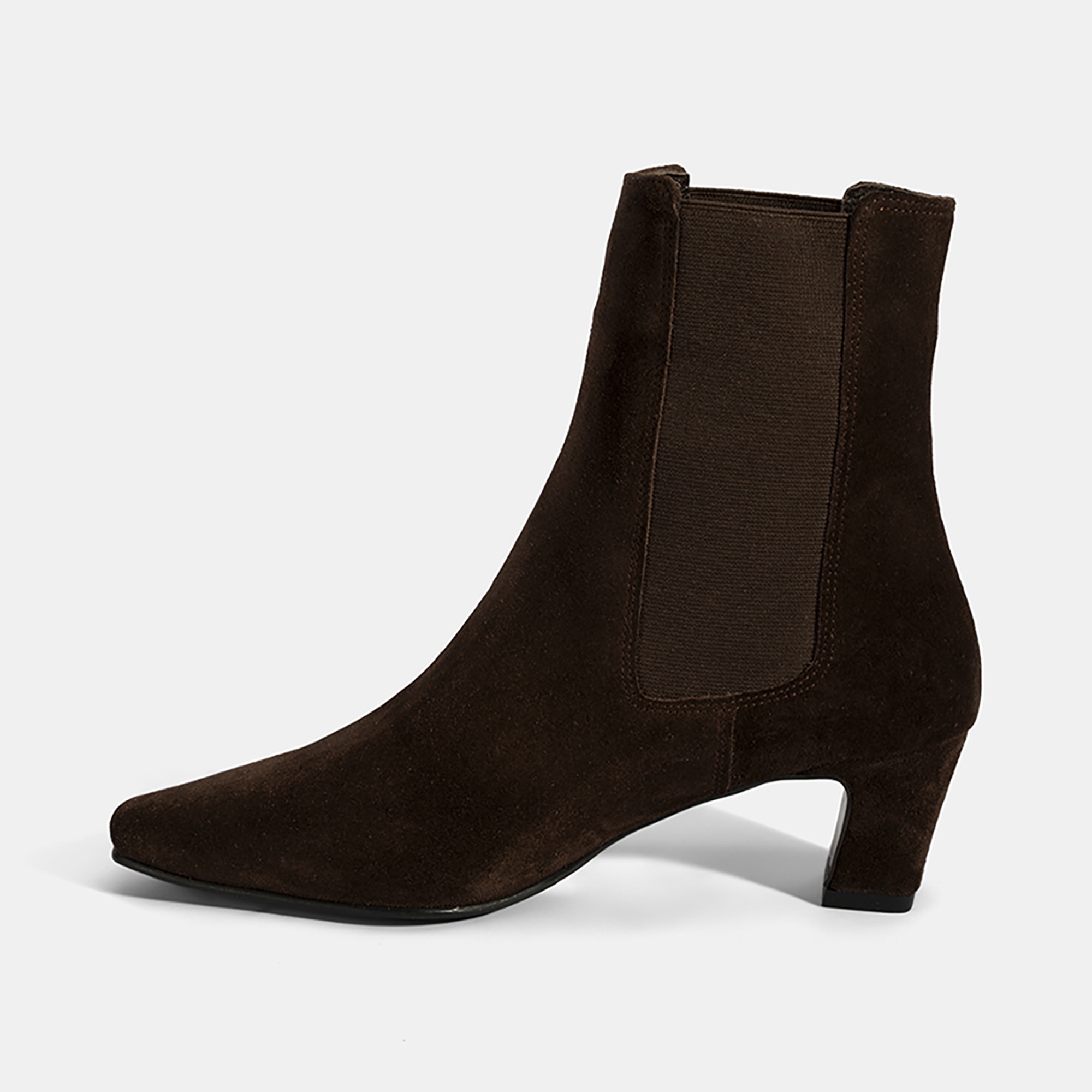 Kadın Kahve Lastikli Topuklu Süet Deri Bot