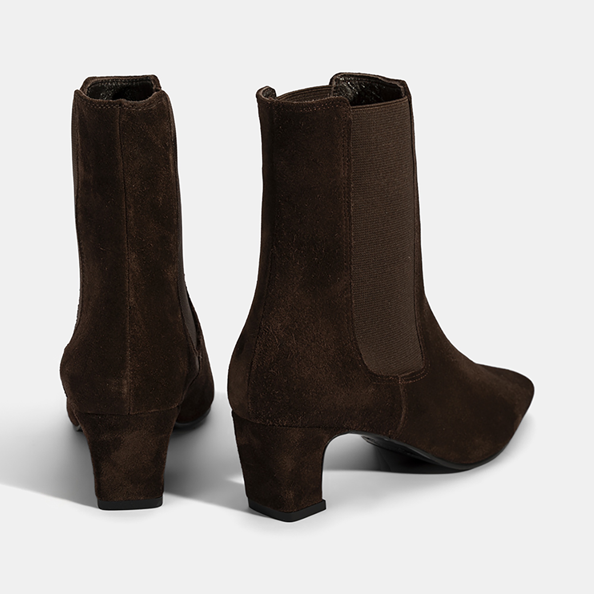 Kadın Kahve Lastikli Topuklu Süet Deri Bot