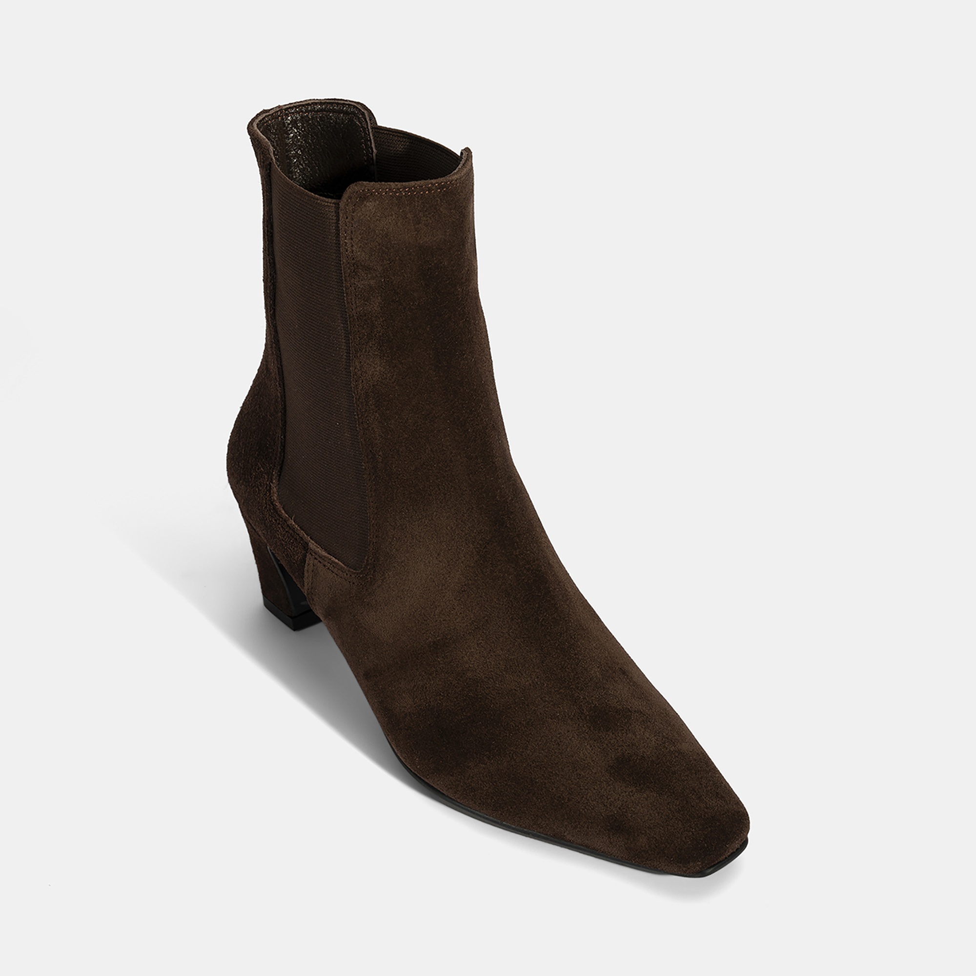 Kadın Kahve Lastikli Topuklu Süet Deri Bot