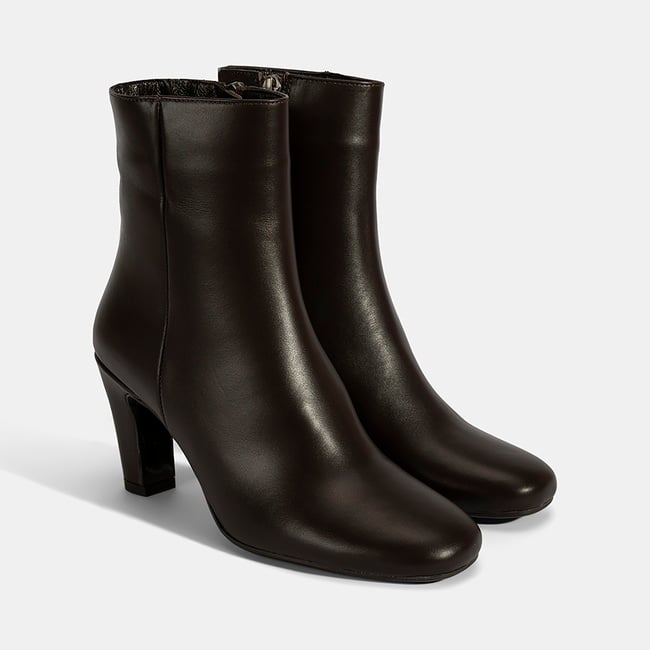  Kadın Kahve Topuklu Deri Bot