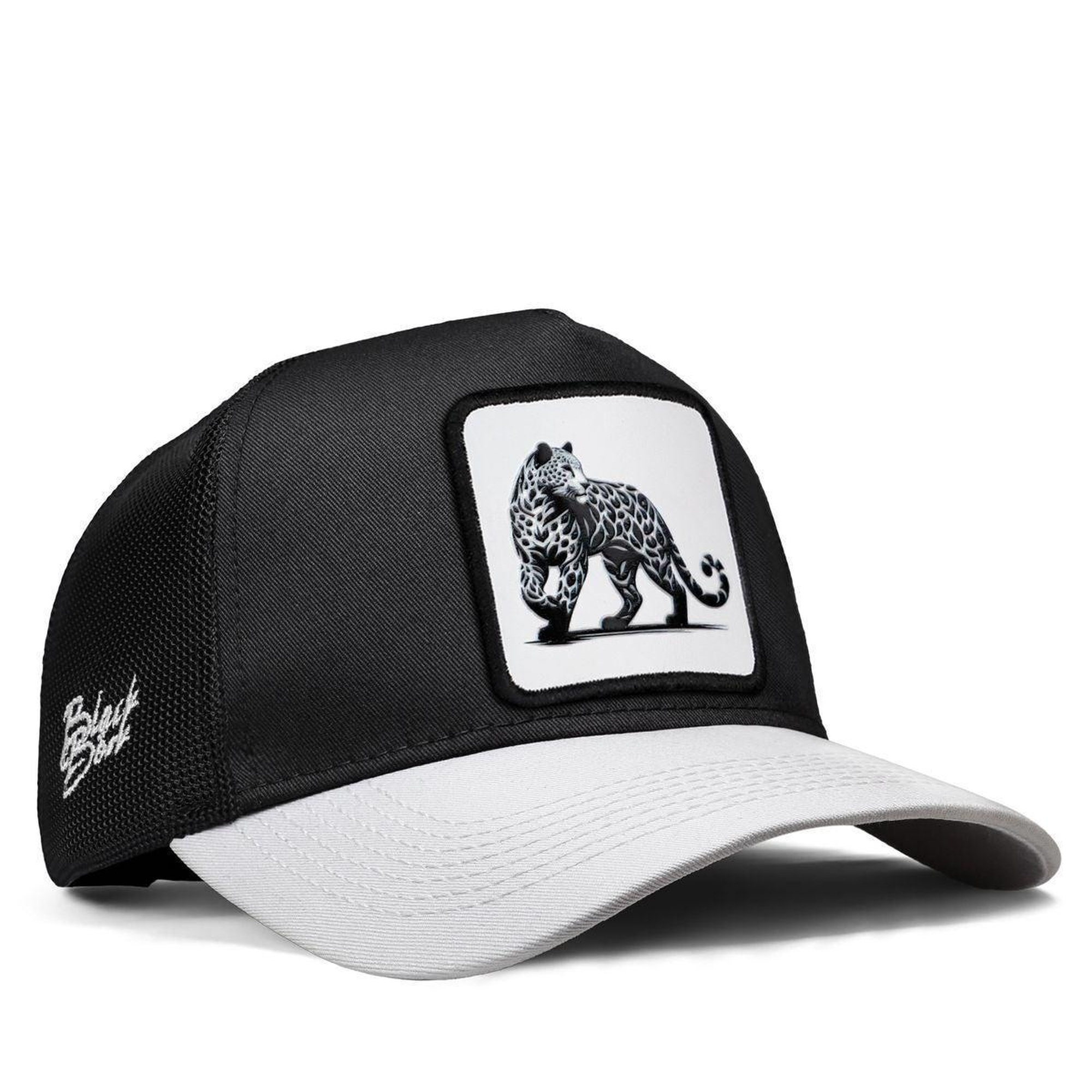 BlackBörk, Panter Logolu Beyaz-Siyah Trucker Şapka, Unisex